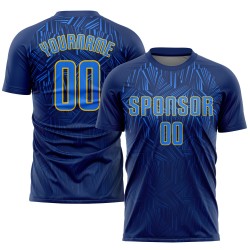 Maillot de football personnalisé bleu marine, royal et doré, sublimé