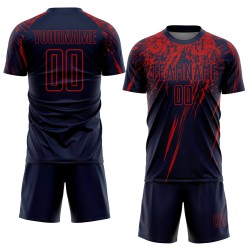 Maillot de football personnalisé à sublimation rouge marine Maillot de football personnalisé à sublimation rouge marine