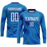 Maillot de football personnalisé bleu clair, blanc et bleu roi, sublimation Maillot de football personnalisé bleu clair, blanc et bleu roi, sublimation