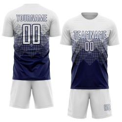 Maillot de football personnalisé bleu marine et blanc par sublimation